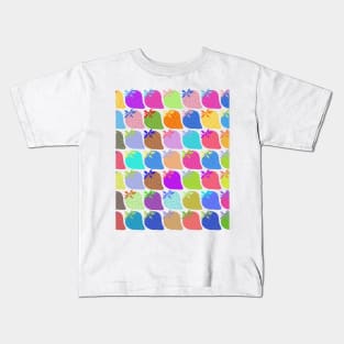 Multicolored Pop Art Strawberries Pattern Summer Fruit Kids T-Shirt